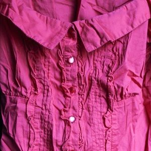 🌷Anthropologie🌷 Hot Pink Button-Down Blouse CUTE